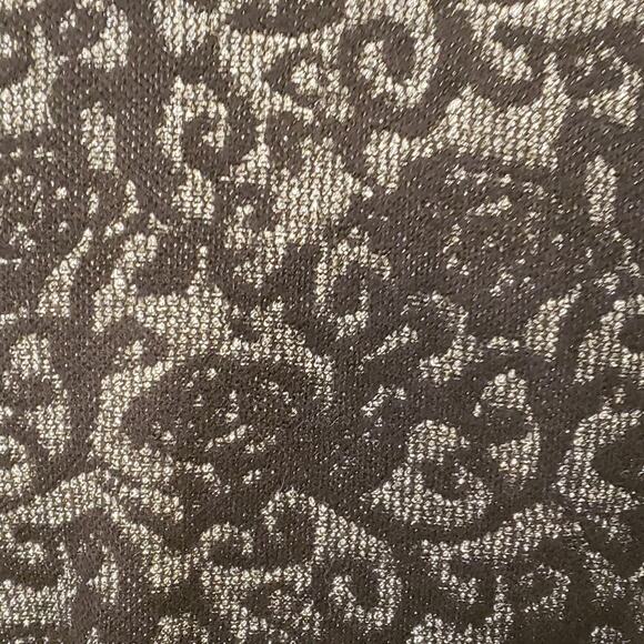 Chicos Black Silver Metallic Brocade Wool Blend Open Front Midi Cardigan SZ 2(L) - Picture 5 of 9